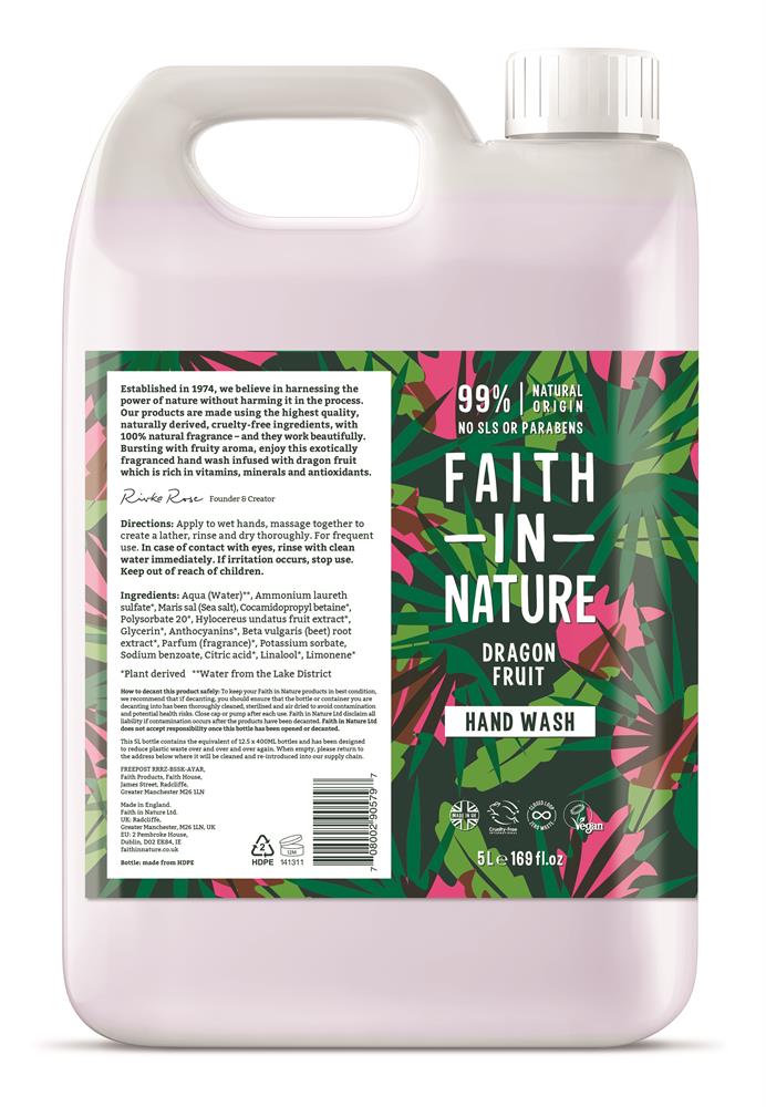 Faith In Nature Dragon Fruit Hand Wash - 5L refill bottle
