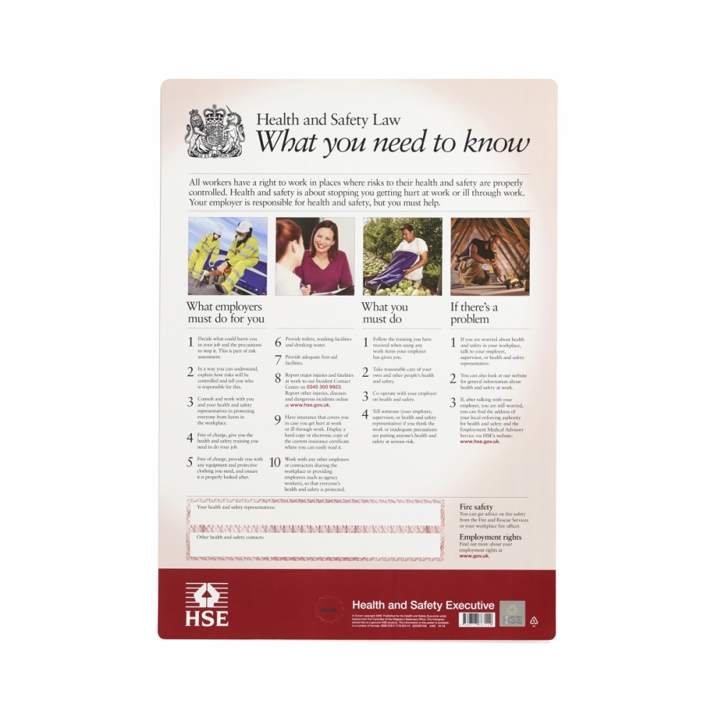 HSE Health & Safety Law Poster - rigid plastic **