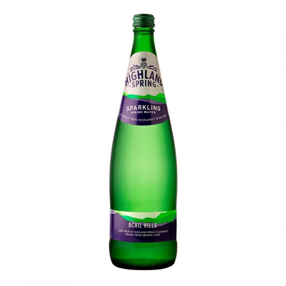 Highland Spring Sparkling Water - 12x750ml glass bottles