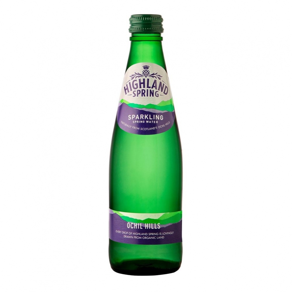 Highland Spring Sparkling Water - 24x330ml glass bottles