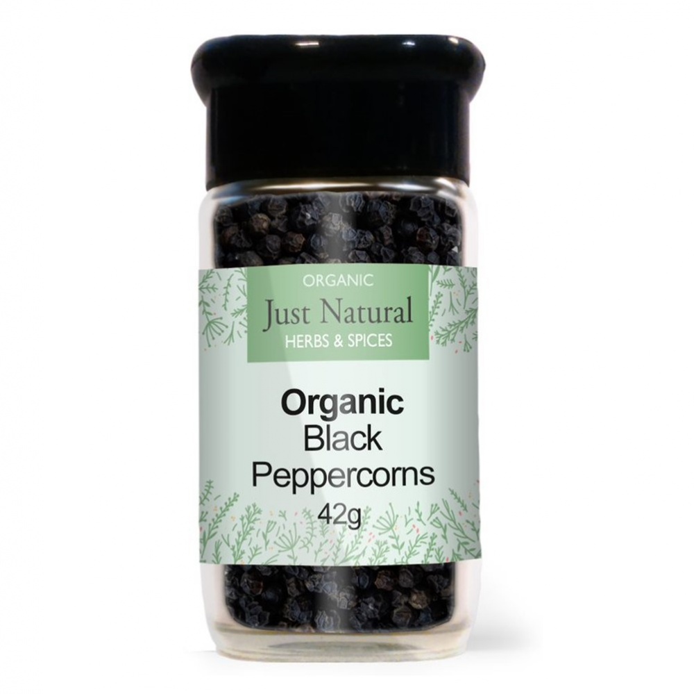 Just Natural H&S Black Peppercorns - 42g glass jar [ORG]