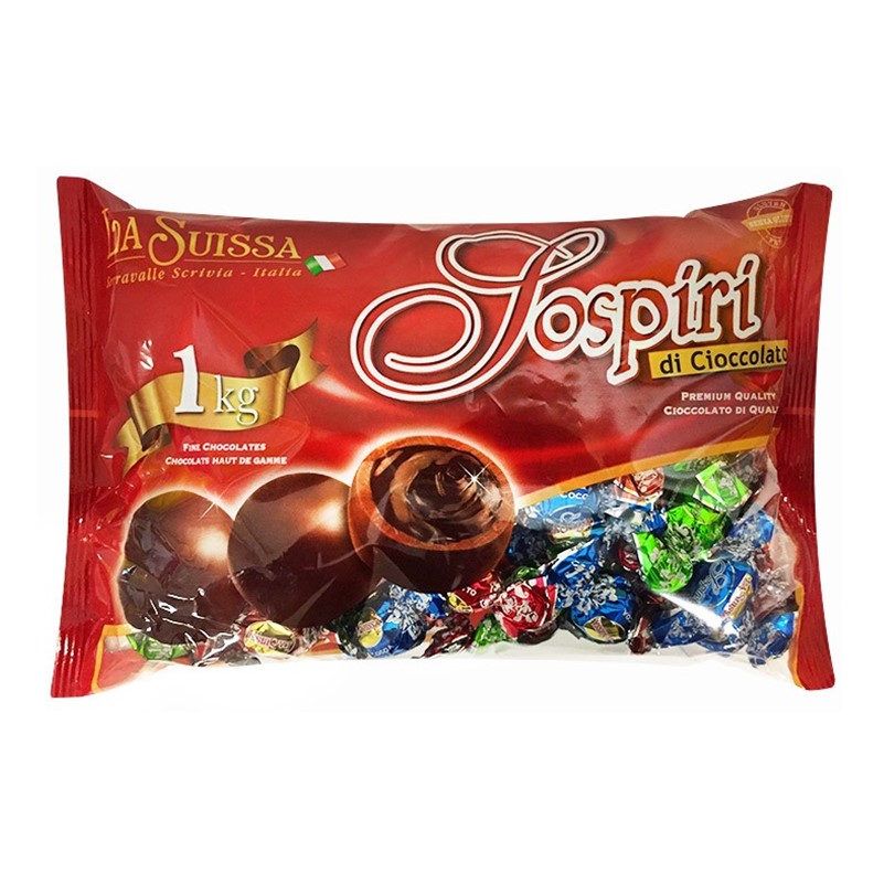 La Suissa Sospiri Di Cioccolato [Alla Crema] - 1kg bag [c.91 individually wrapped]