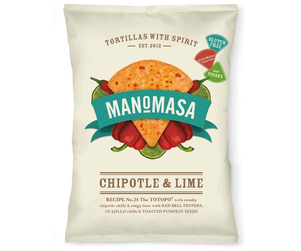 Manomasa Corn Chips Chipotle & Lime - 16x35g packets