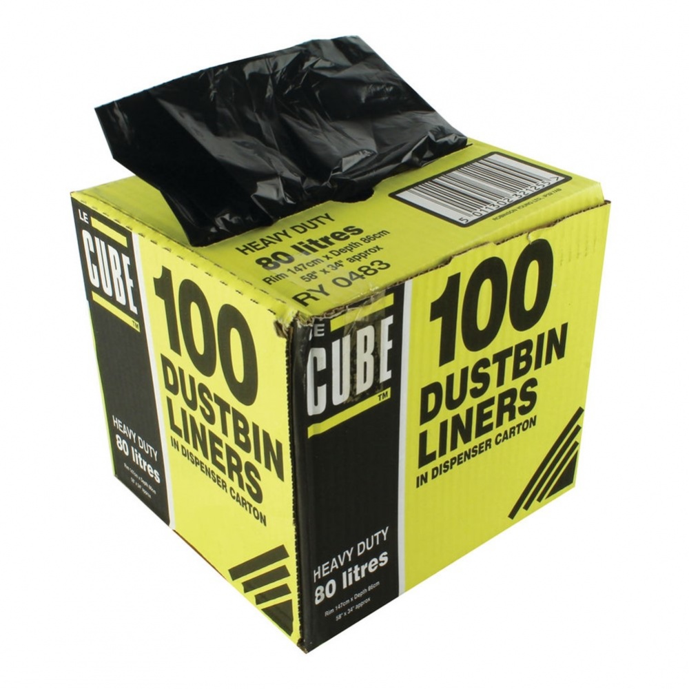 RY Cube Of Rubbish Sacks [Black] - 100x80L sacks