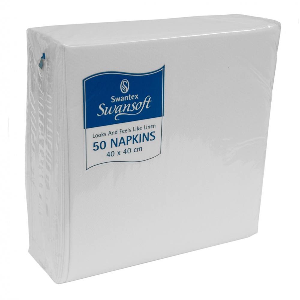 Swantex Linen Like Napkins White - 50 deluxe napkins  [40x40cm]