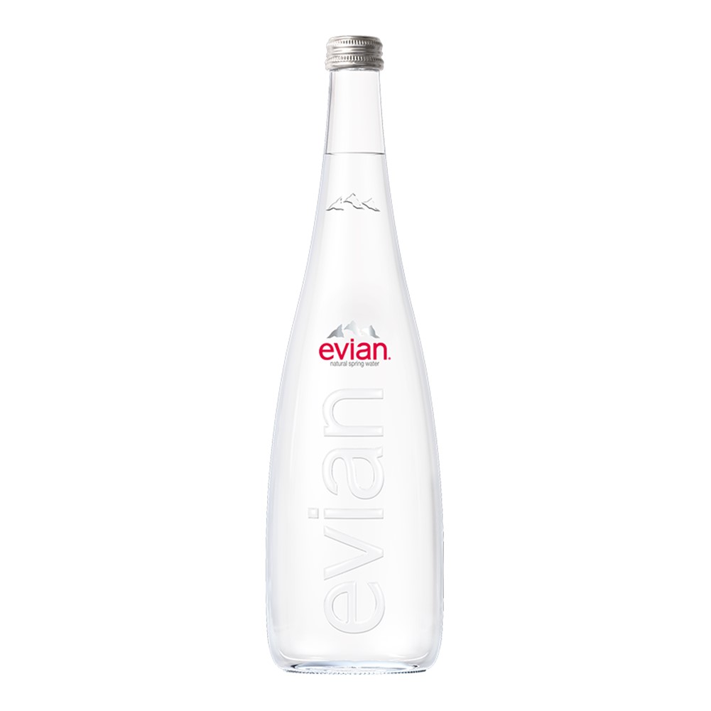evian water glass bottle