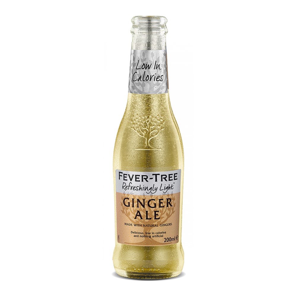 Fever Tree LIGHT Ginger Ale 24x200ml glass bottles Go Jumbo