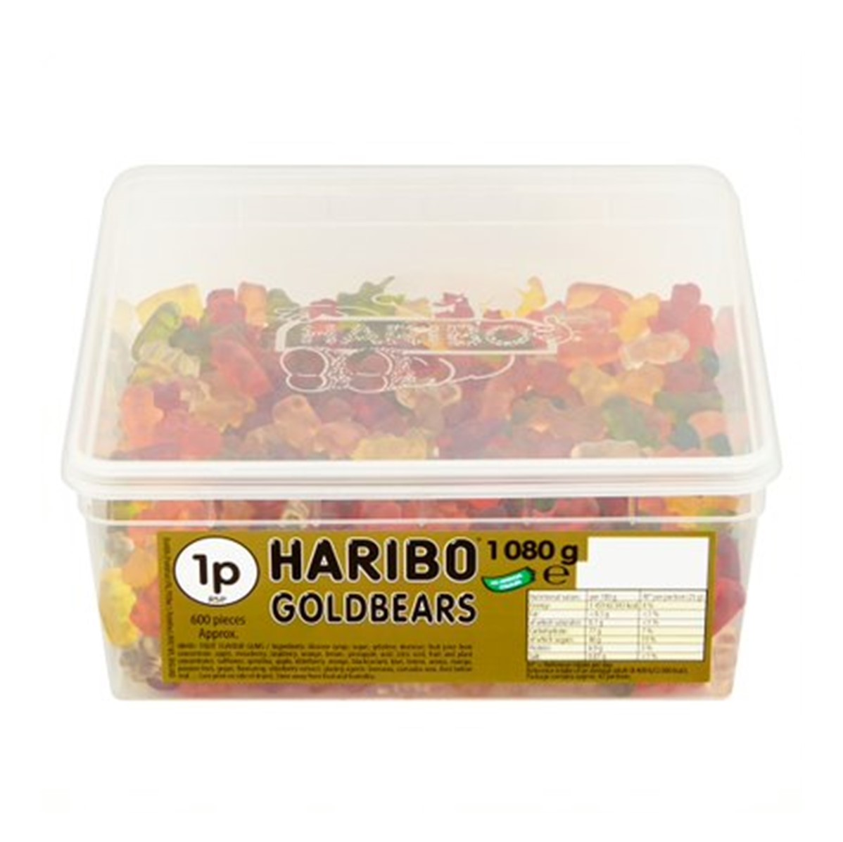 Haribo Gold Gummi Bears - 1.08kg tub [c.600 bears]