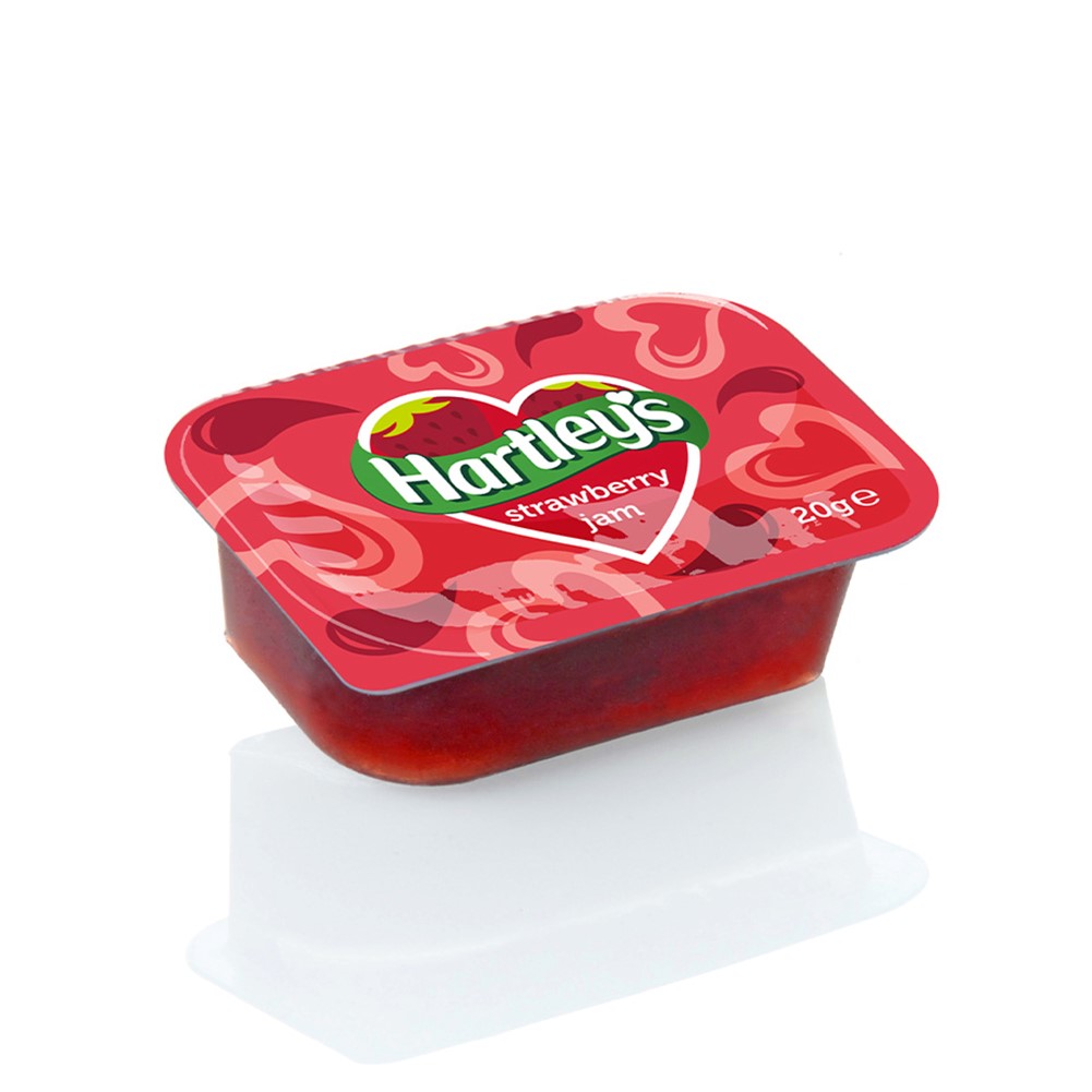 Hartley's Strawberry Jam box 100x20g mini tubs Go Jumbo
