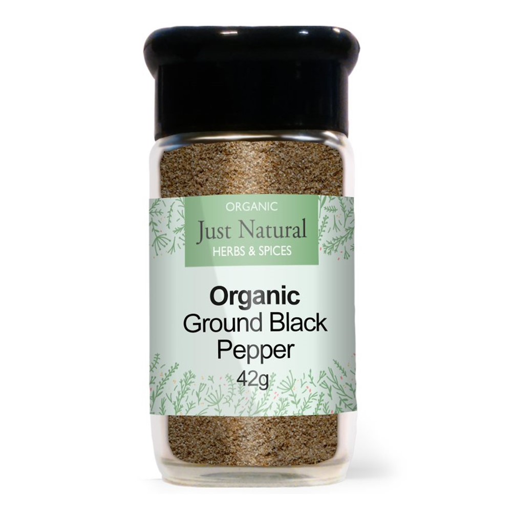 Just Natural H&S Black Pepper Ground - 42g glass jar [ORG]