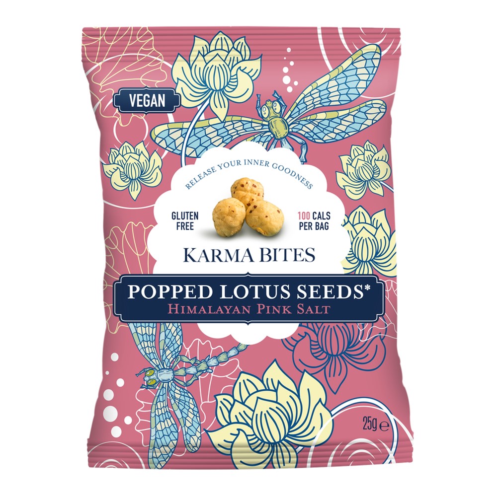 Karma Bites Popped Lotus Seeds Pink Himalayan Salt - 12x25g packets