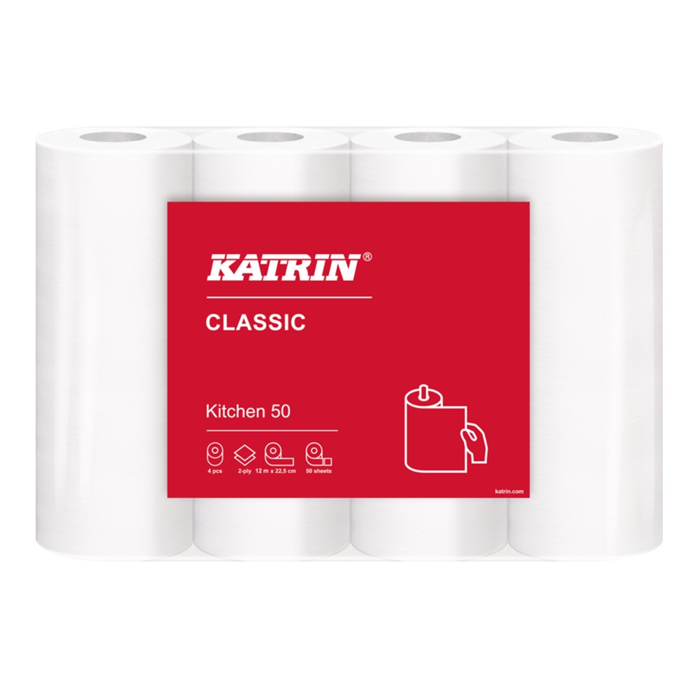 Katrin Kitchen Towel White - 4 rolls [x50 sheets]
