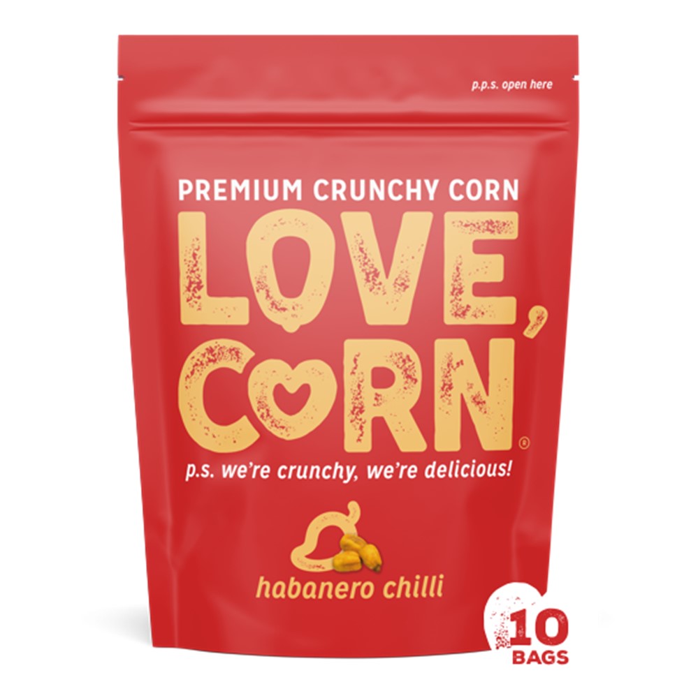 Love Corn Habanero Chilli Premium Crunchy Corn - 10x45g packets