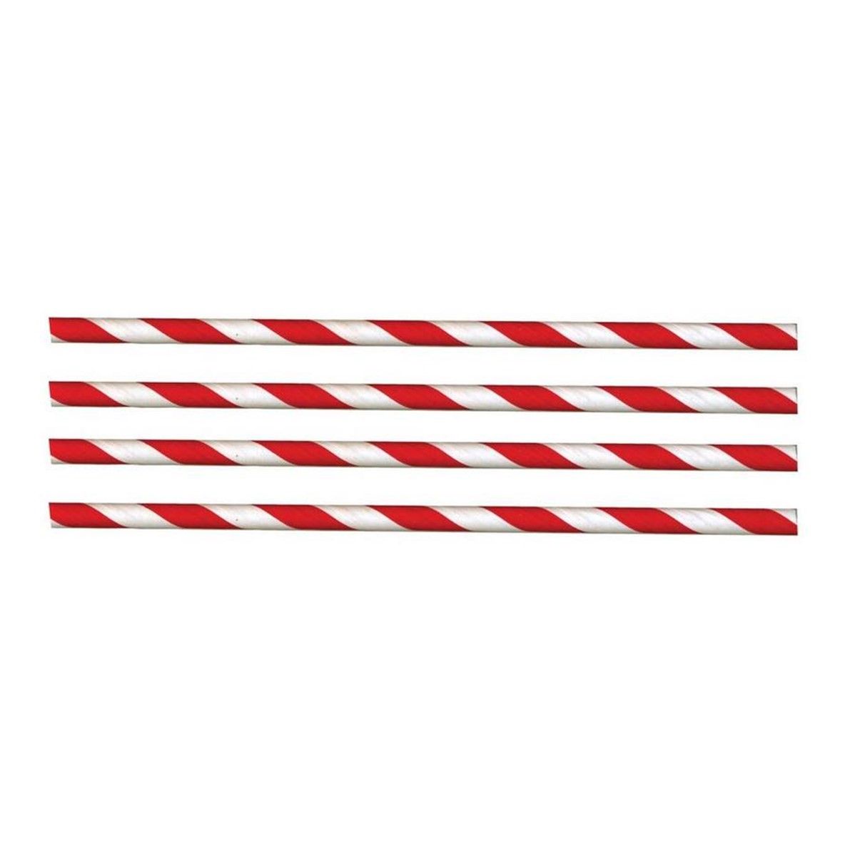 Plastico Paper Barber Straws [Red & White] - 250 straws
