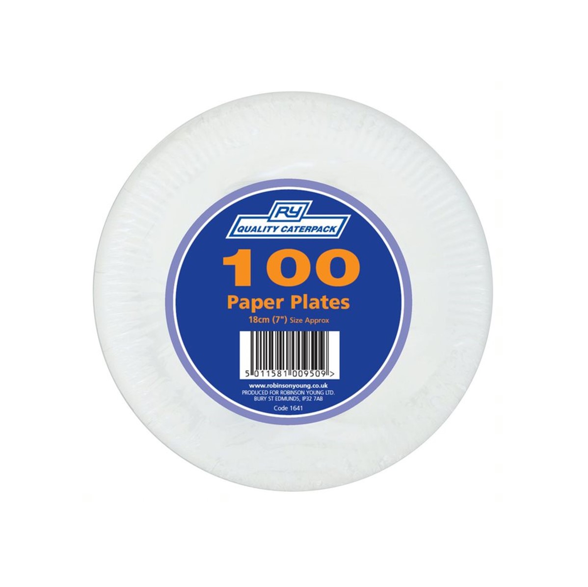 RY Caterpack Paper Plates - 100x18cm [7''] plates
