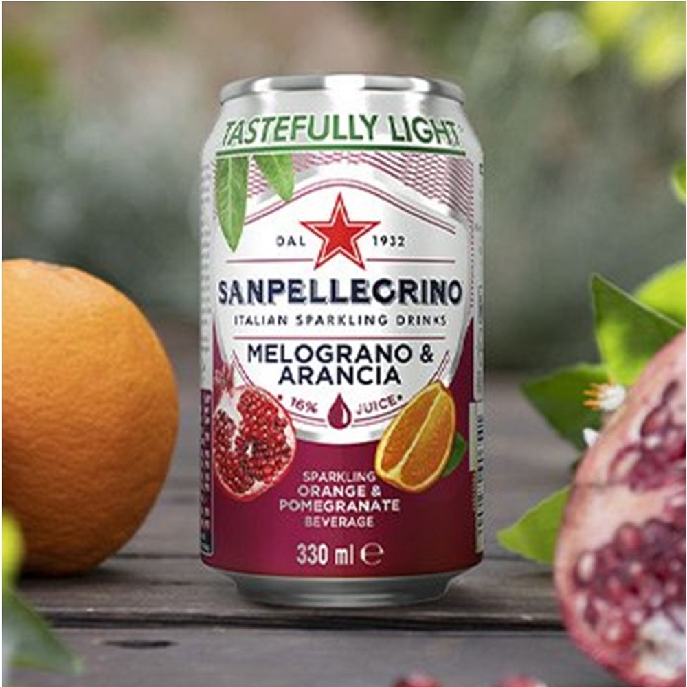 San Pellegrino Pomegranate & Orange 24x330ml cans Go Jumbo