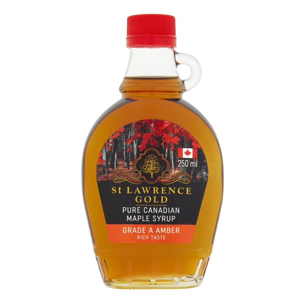 St Lawrence Gold Maple Syrup AMBER - 250g pour glass bottle