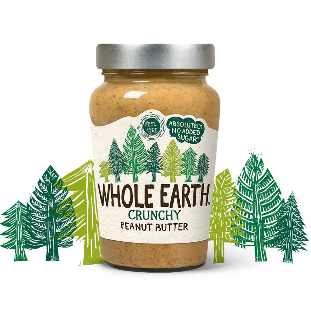 Whole Earth Peanut Butter CRUNCHY - 340g glass jar