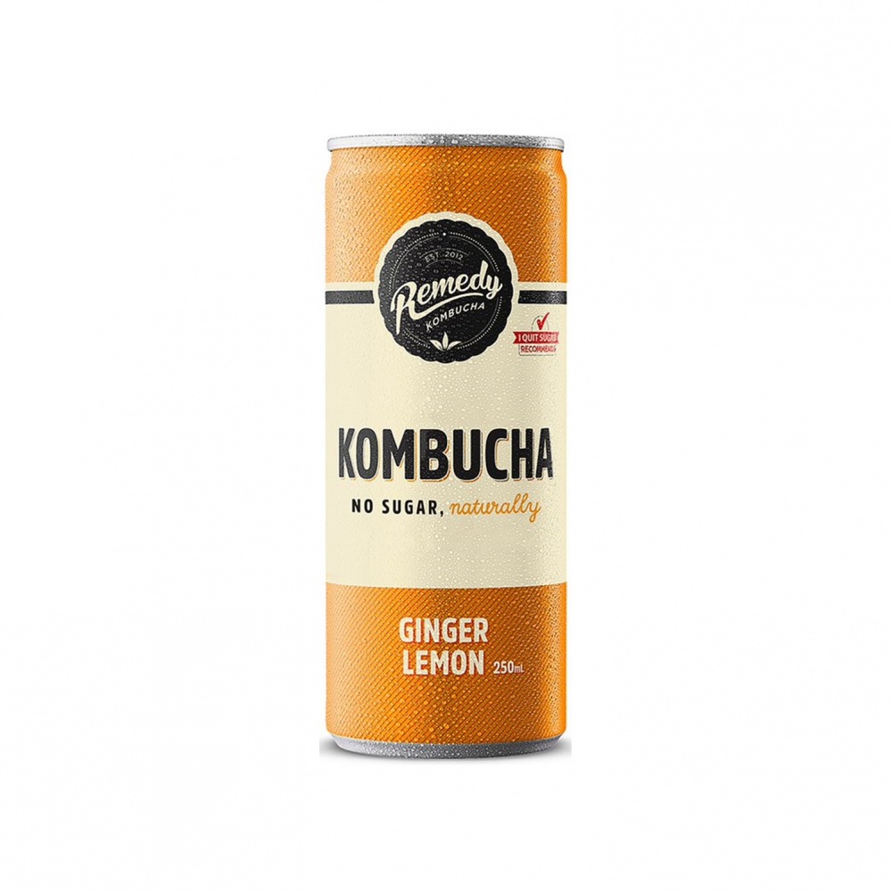 Remedy Kombucha Ginger & Lemon - 12x250ml cans
